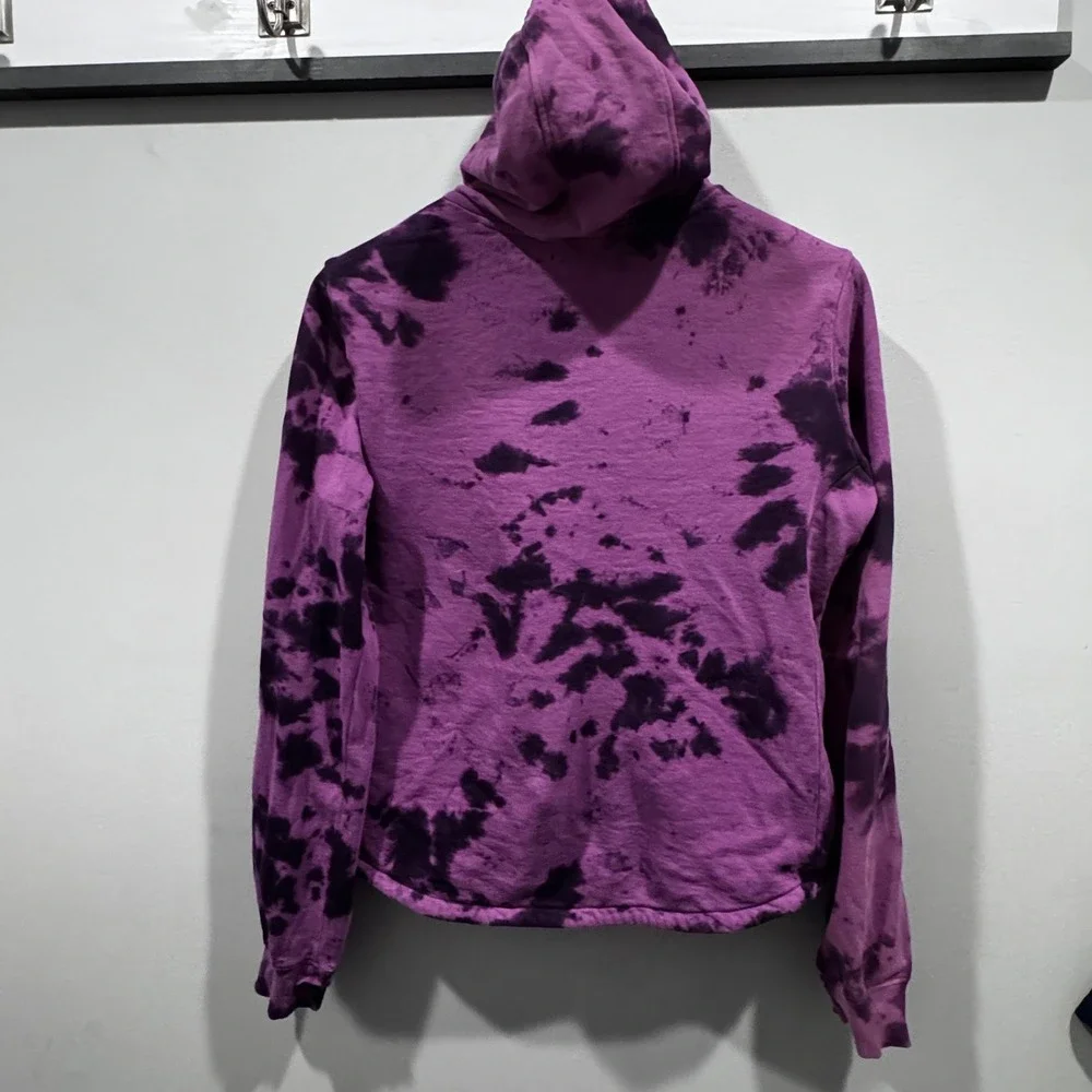 The‎ North Face Purple Tie Dye Hoodie Girls XL Pullover Sweatshirt small Hole